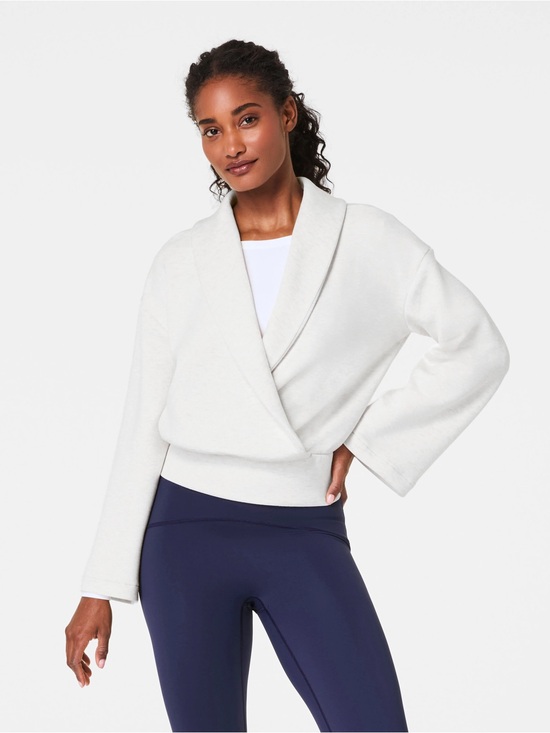 SPANX Sweaters - Spanx White AirEssentials Wrap Top Sweater Blouse Large